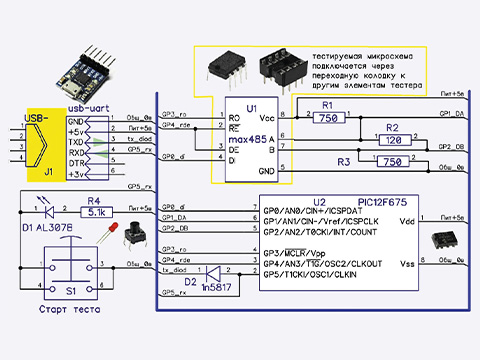 Тестер микросхем MAX485 